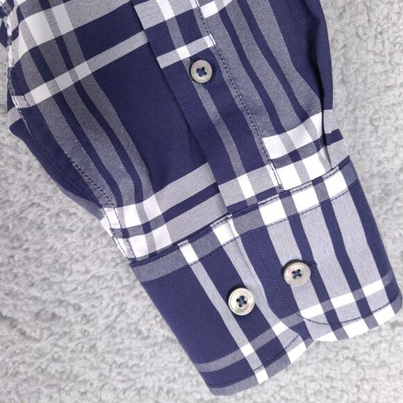 Untuckit Shirt Men’s Medium Blue Plaid Long Sleeve Button Down - Picture 10 of 15
